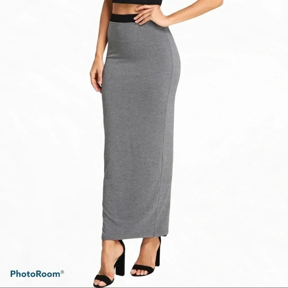 Boohoo grey maxi pencil Skirt